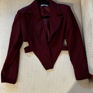 Elegant Burgundy Pinstripe Blazer